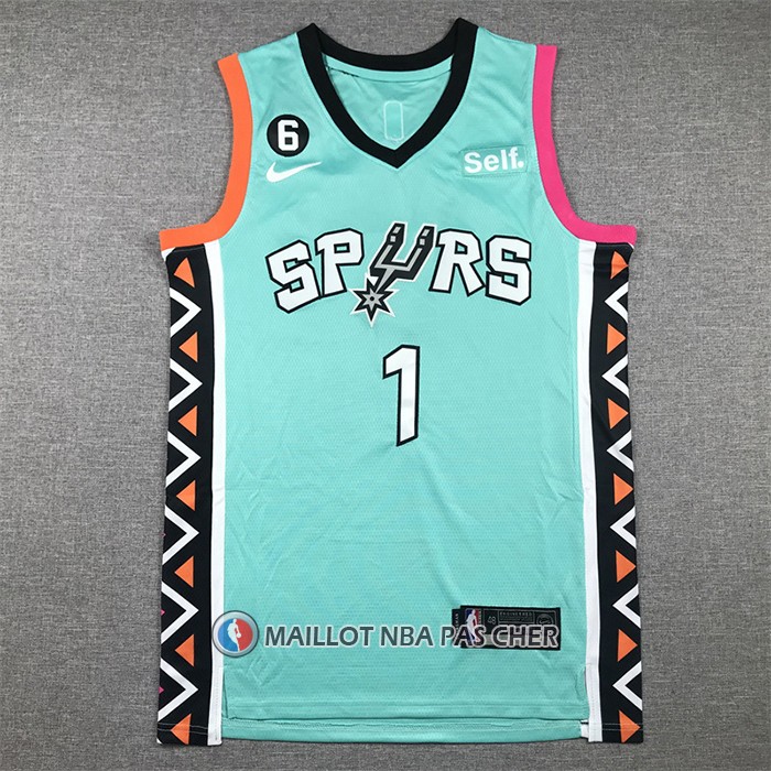 Maillot San Antonio Spurs Victor Wembanyama NO 1 Ville 2022-23 Vert